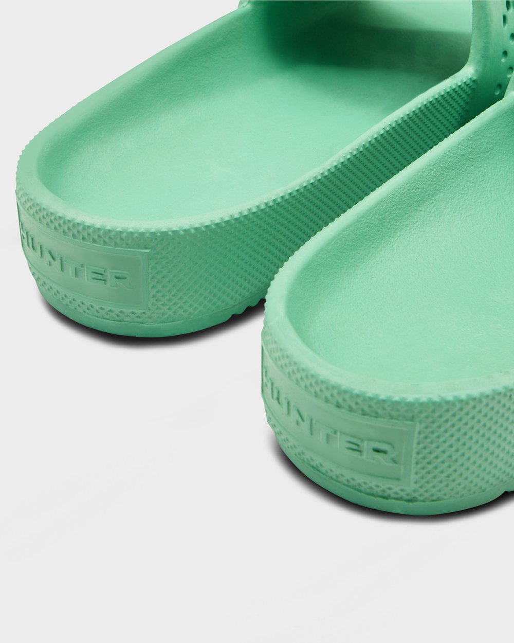 Hunter Original Lightweight Moulded Slides - Sale Womens Green - ZOAGEJ695